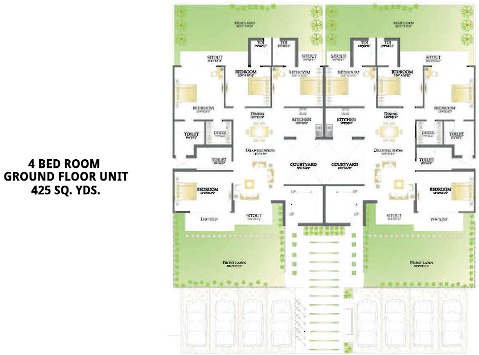 4 Bed Room ground Floor Unit - 425 Sq. Yds.