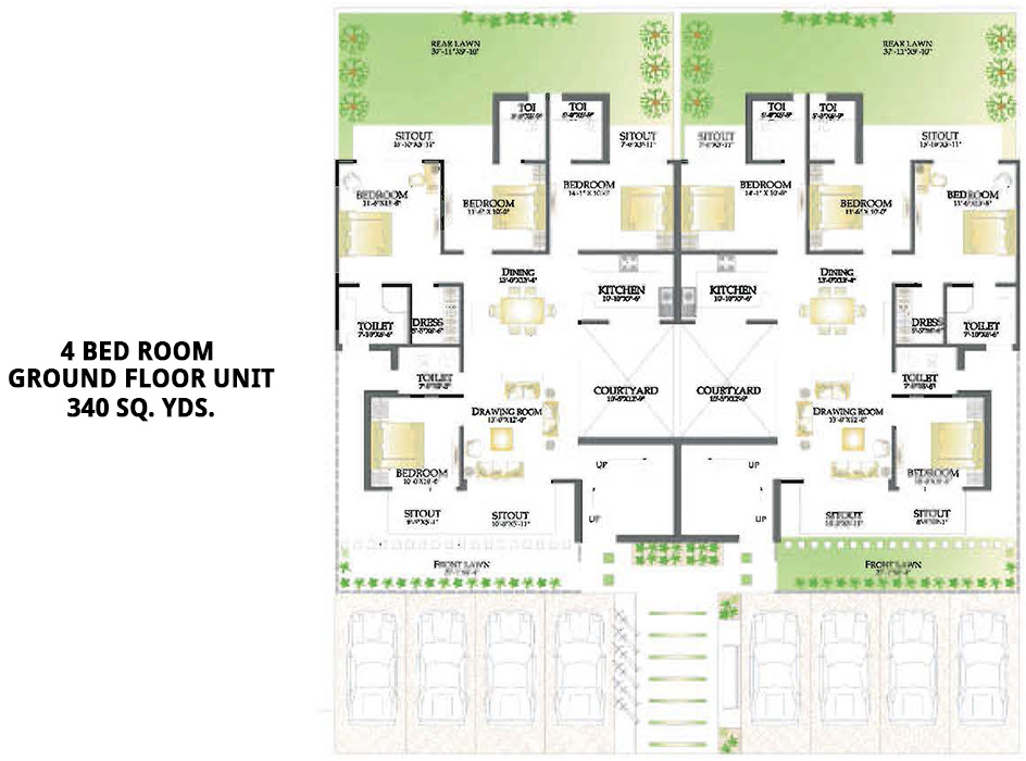 4 Bed Room ground Floor Unit - 340 Sq. Yds.